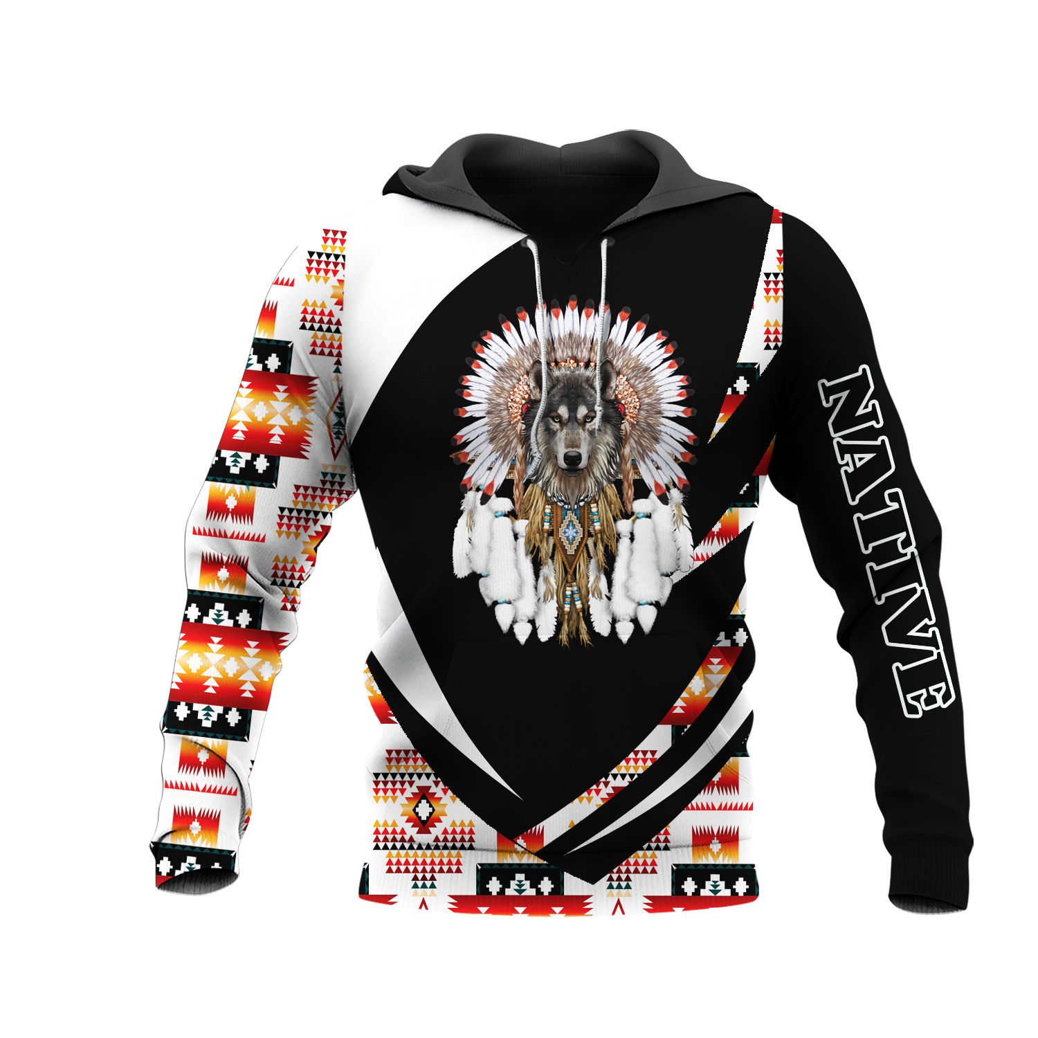 HD0013360 Wolf Native American Pride 3D Hoodie