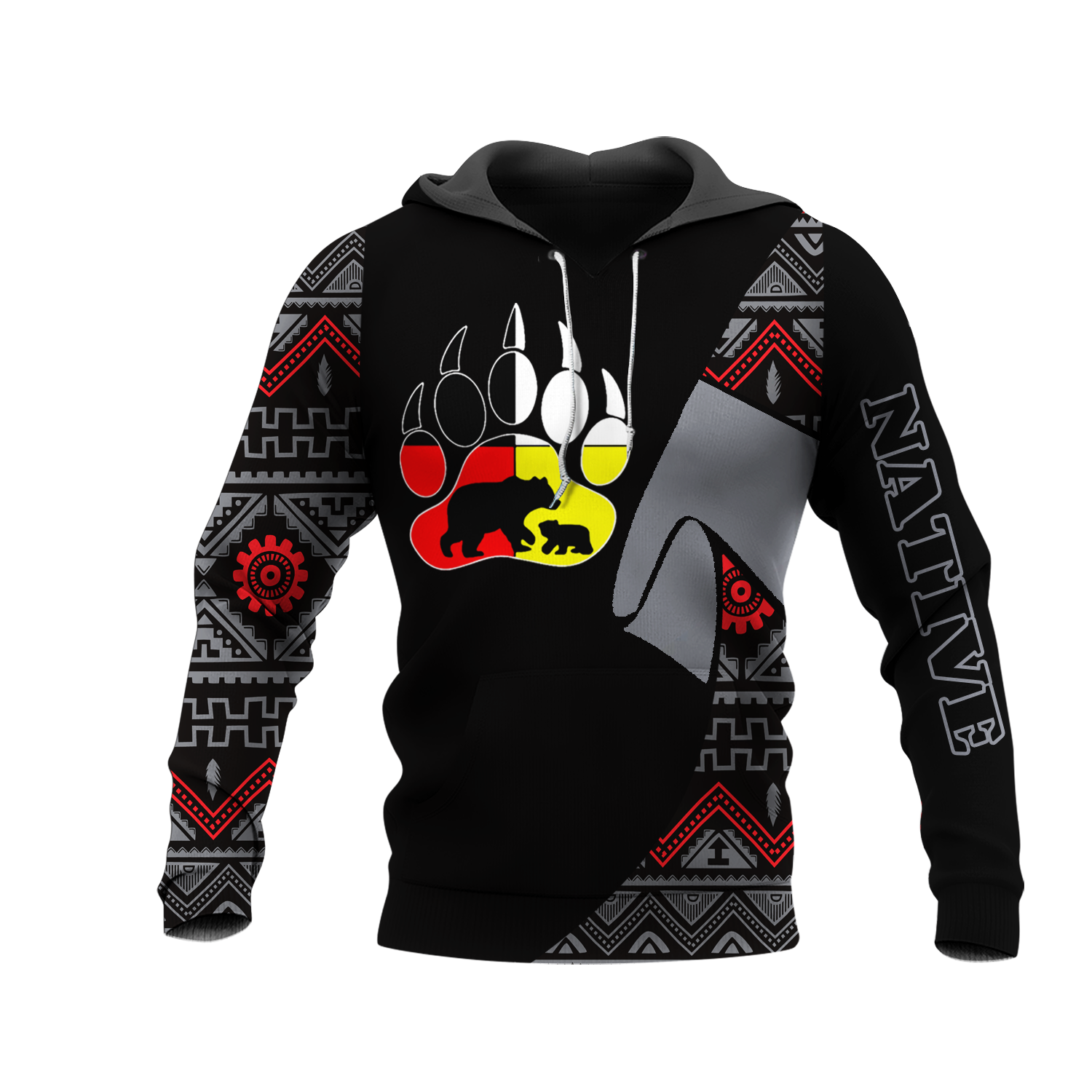 HD0013403 Bear Native American Pride 3D Hoodie