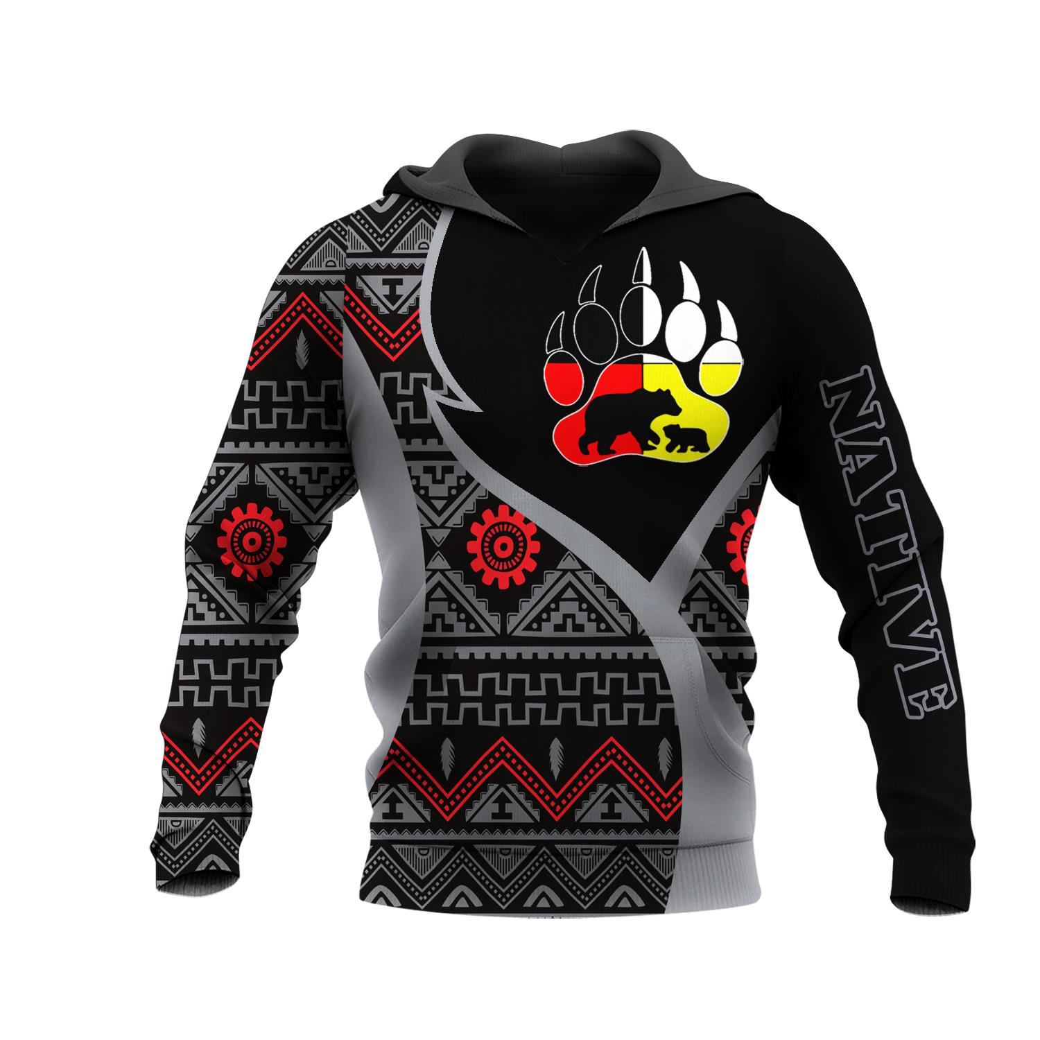 HD0013467 Bear Native American Pride 3D Hoodie