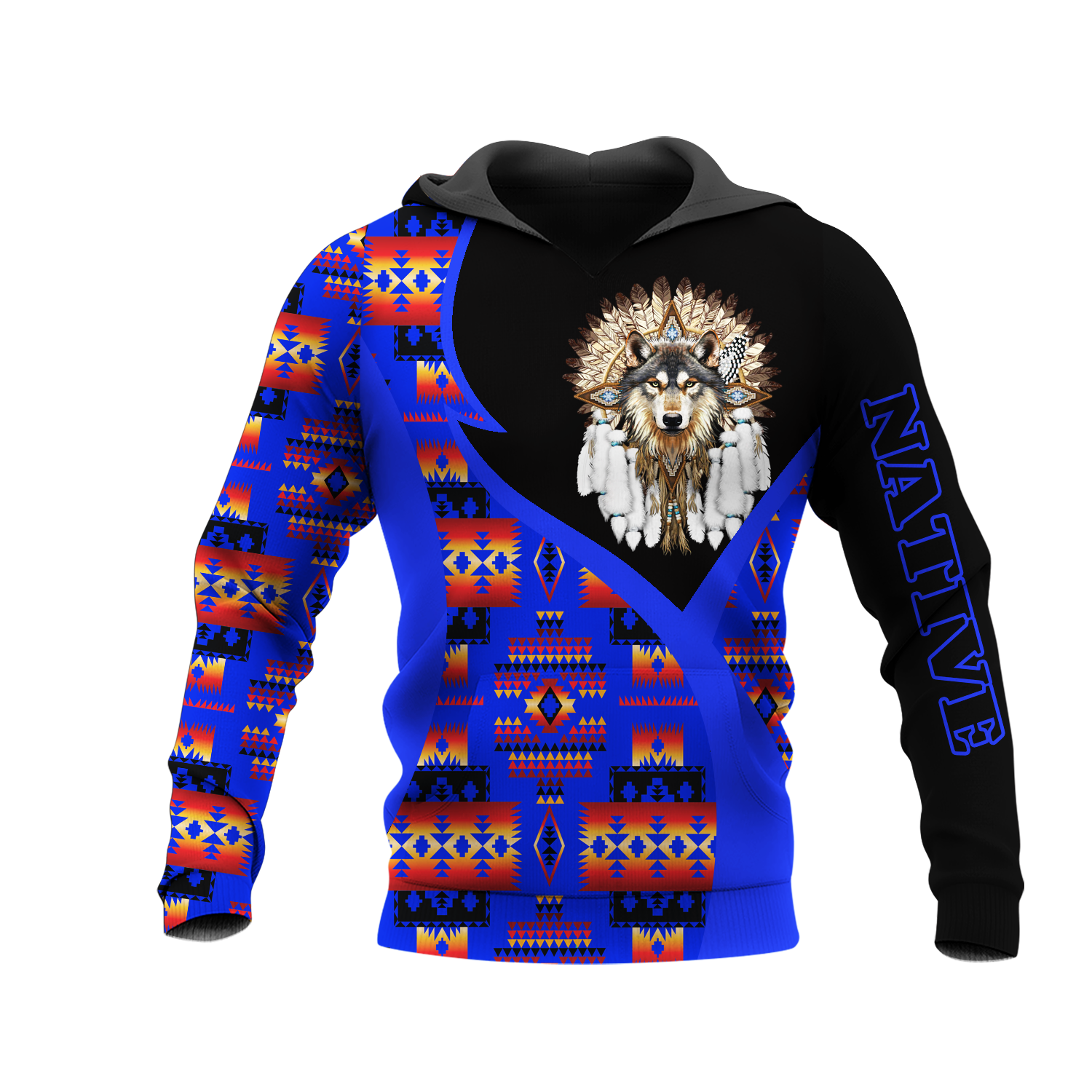 HD0013476 Wolf Native American Pride 3D Hoodie