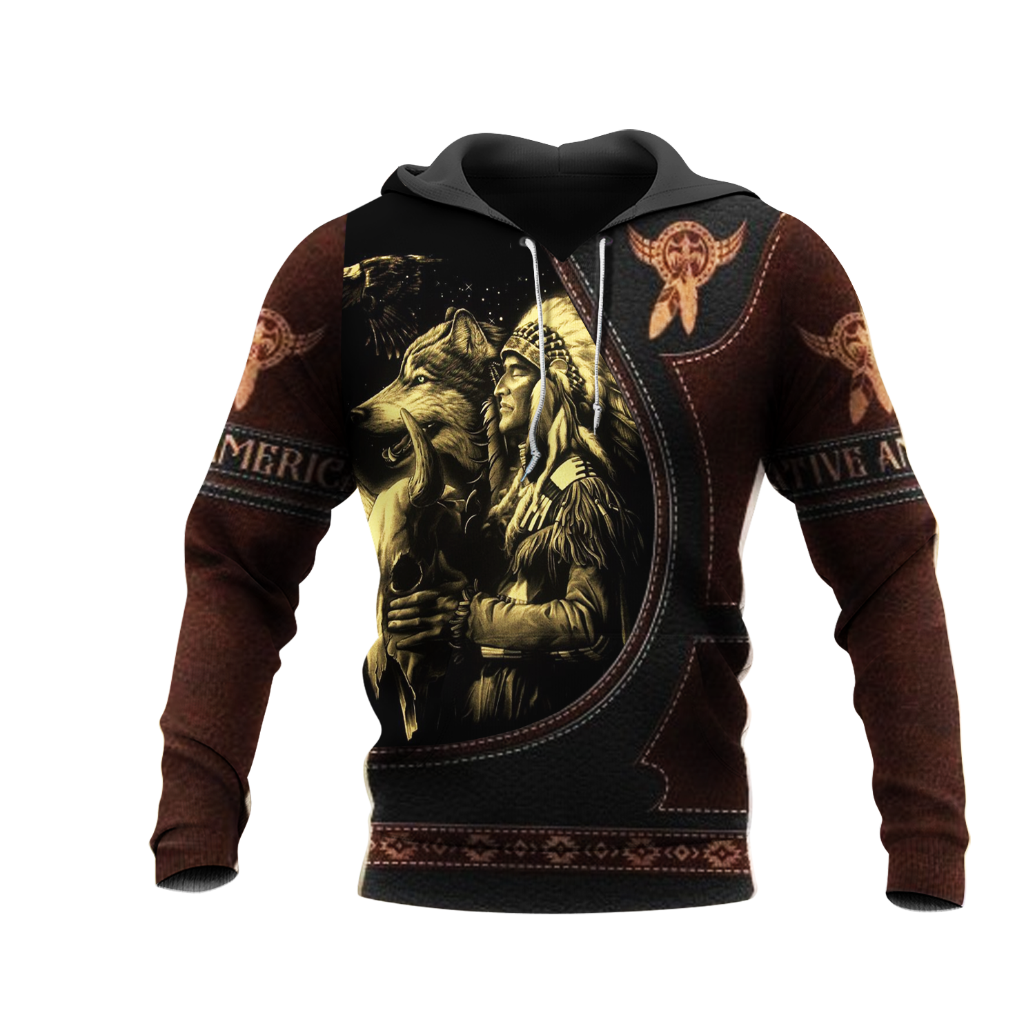 HD00055 Wolf And Chief Native 3D Hoodie