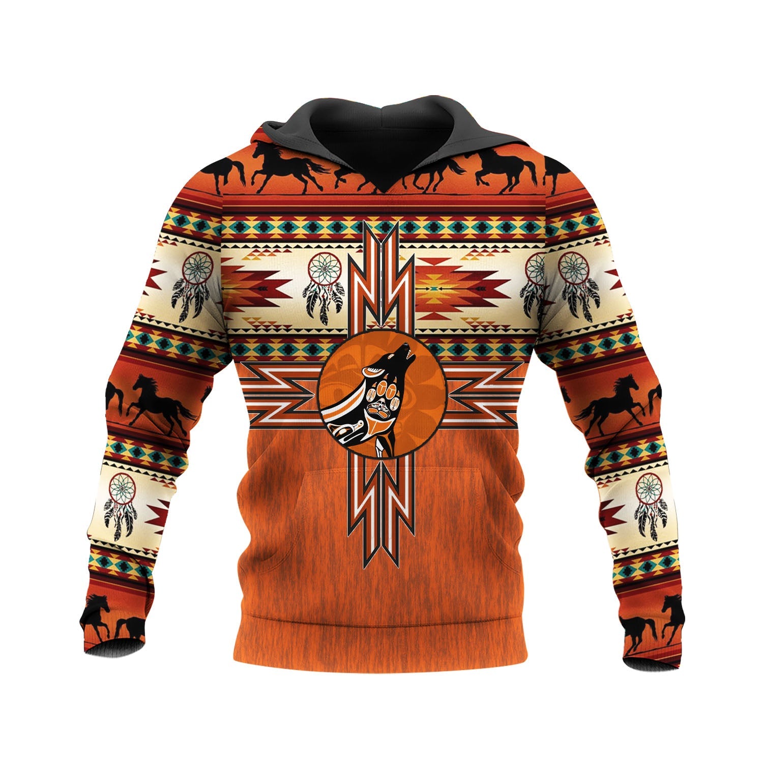 HD250522M03 Howling Wolf Native American Pride 3D Hoodie