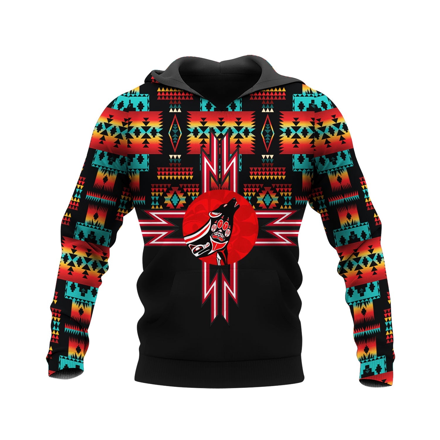 HD250522M06 Howling Wolf Native American Pride 3D Hoodie