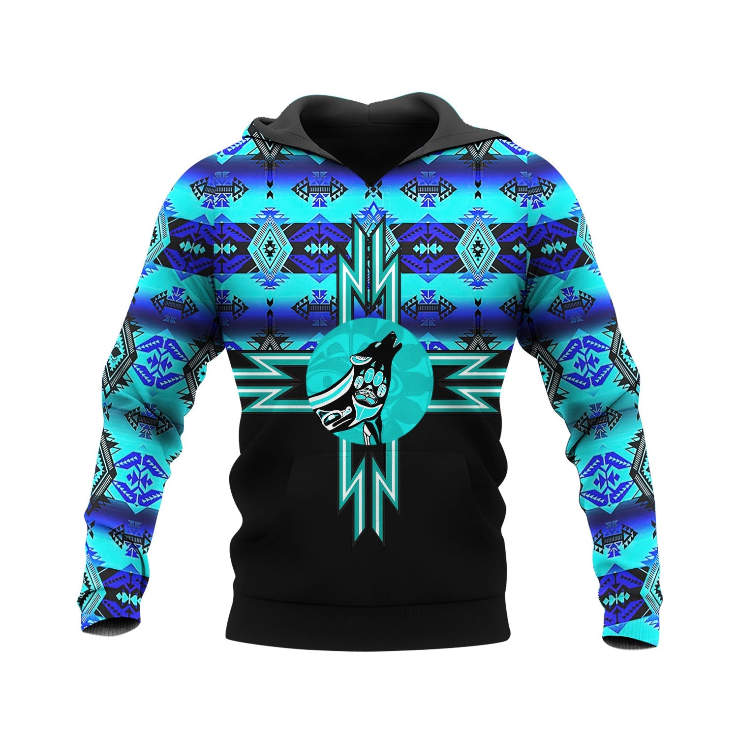 HD250522M10 Howling Wolf Native American Pride 3D Hoodie