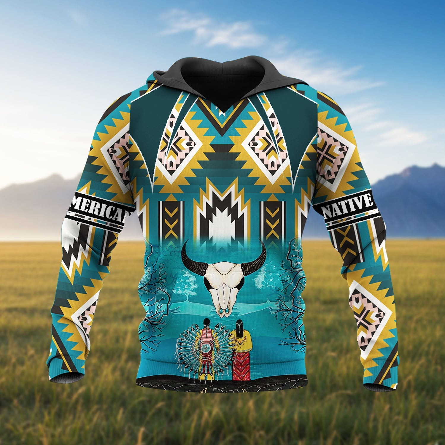 HD251103M17 Bison Chief Native American 3D Hoodie