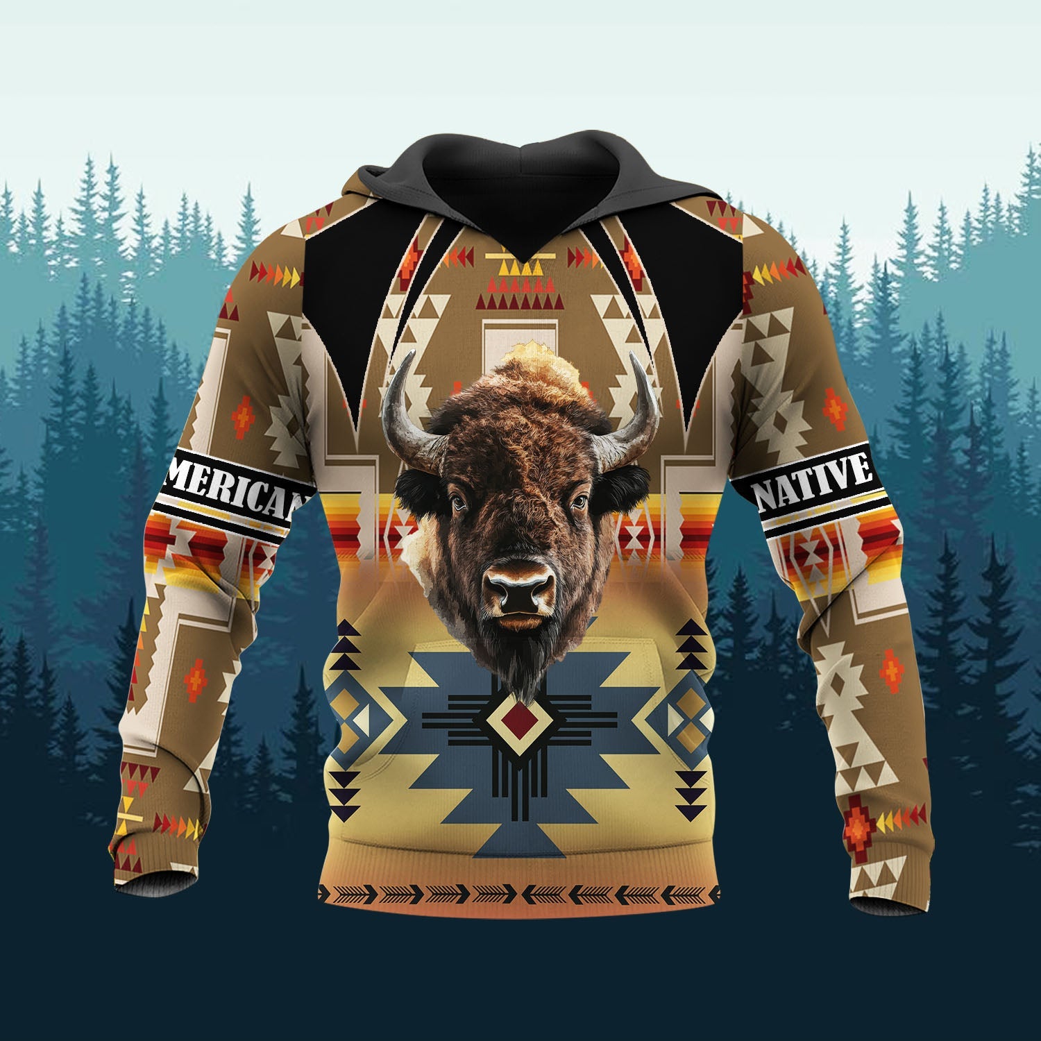 HD251104M04 Bison Chief Native American 3D Hoodie