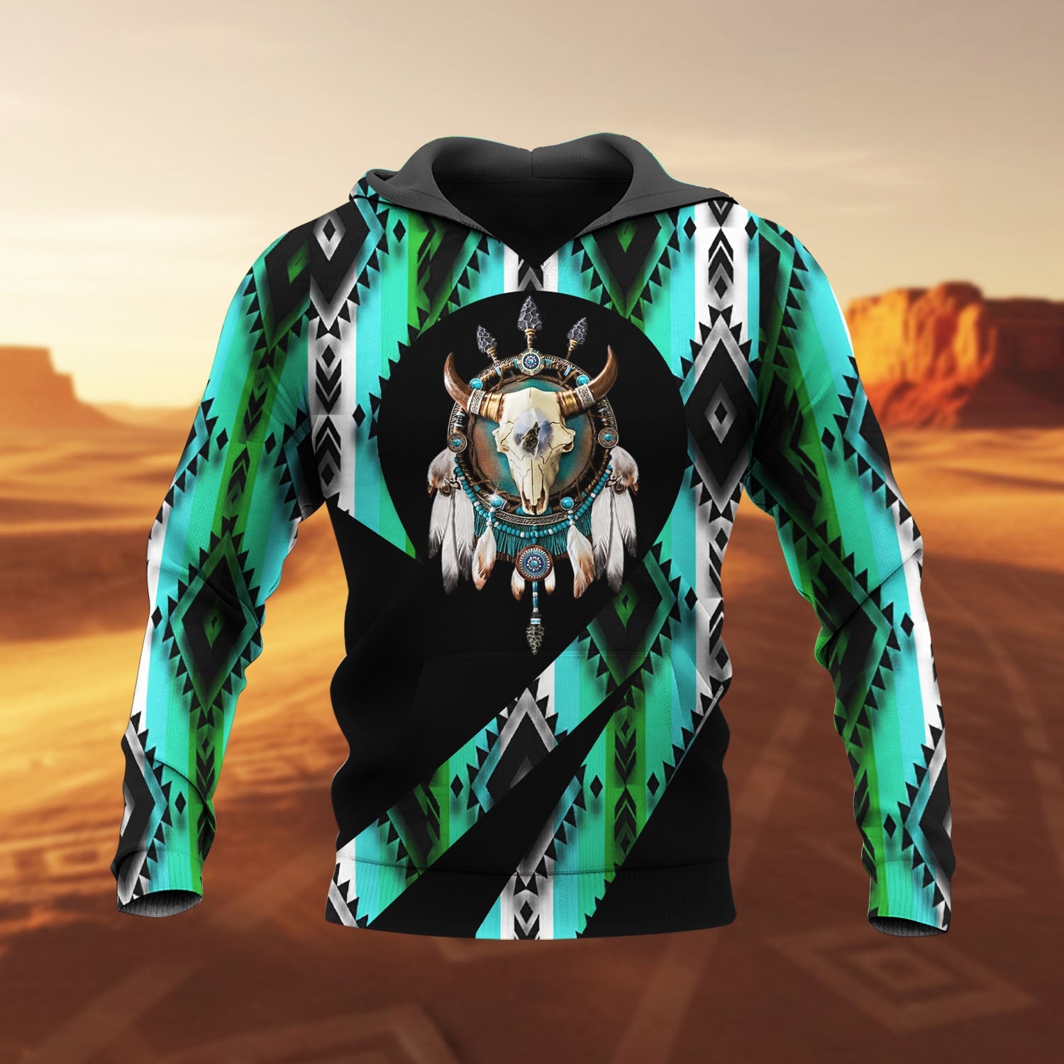 HD260112M18 Bison Native American Pride 3D Hoodie