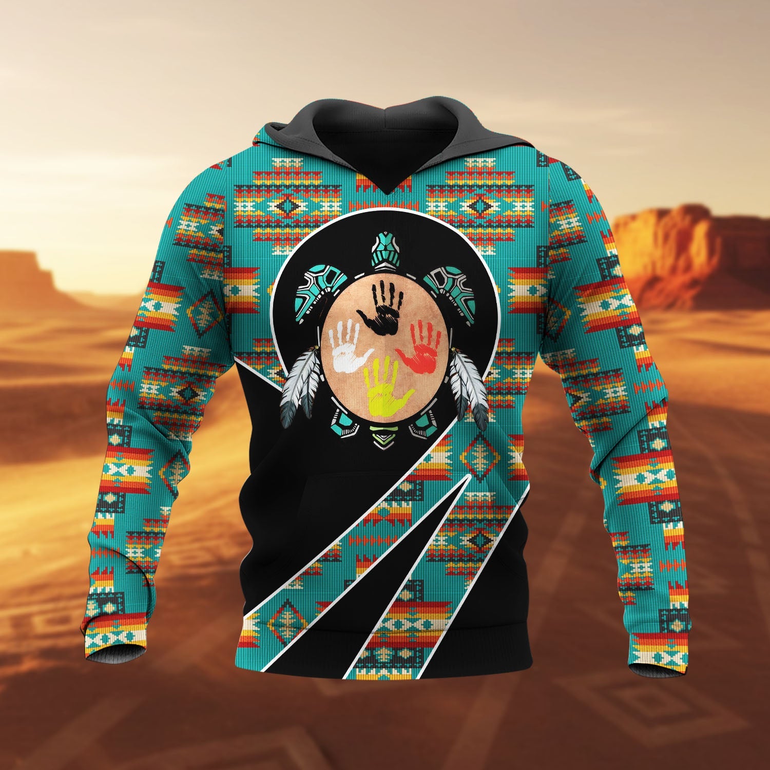 HD260113M01 Turtle Native American Pride 3D Hoodie