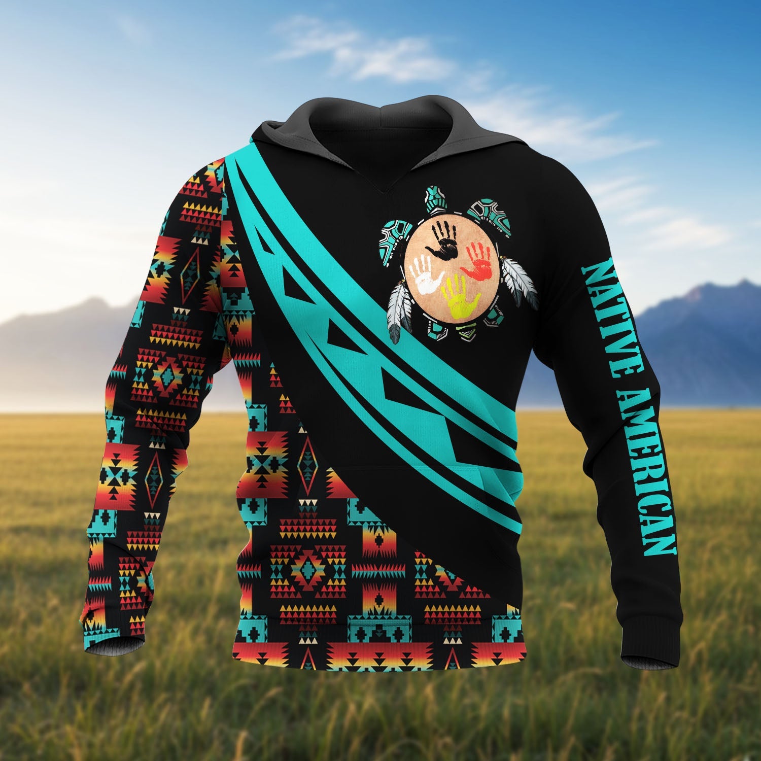 HD260119M19 Turtle Native American Pride 3D Hoodie