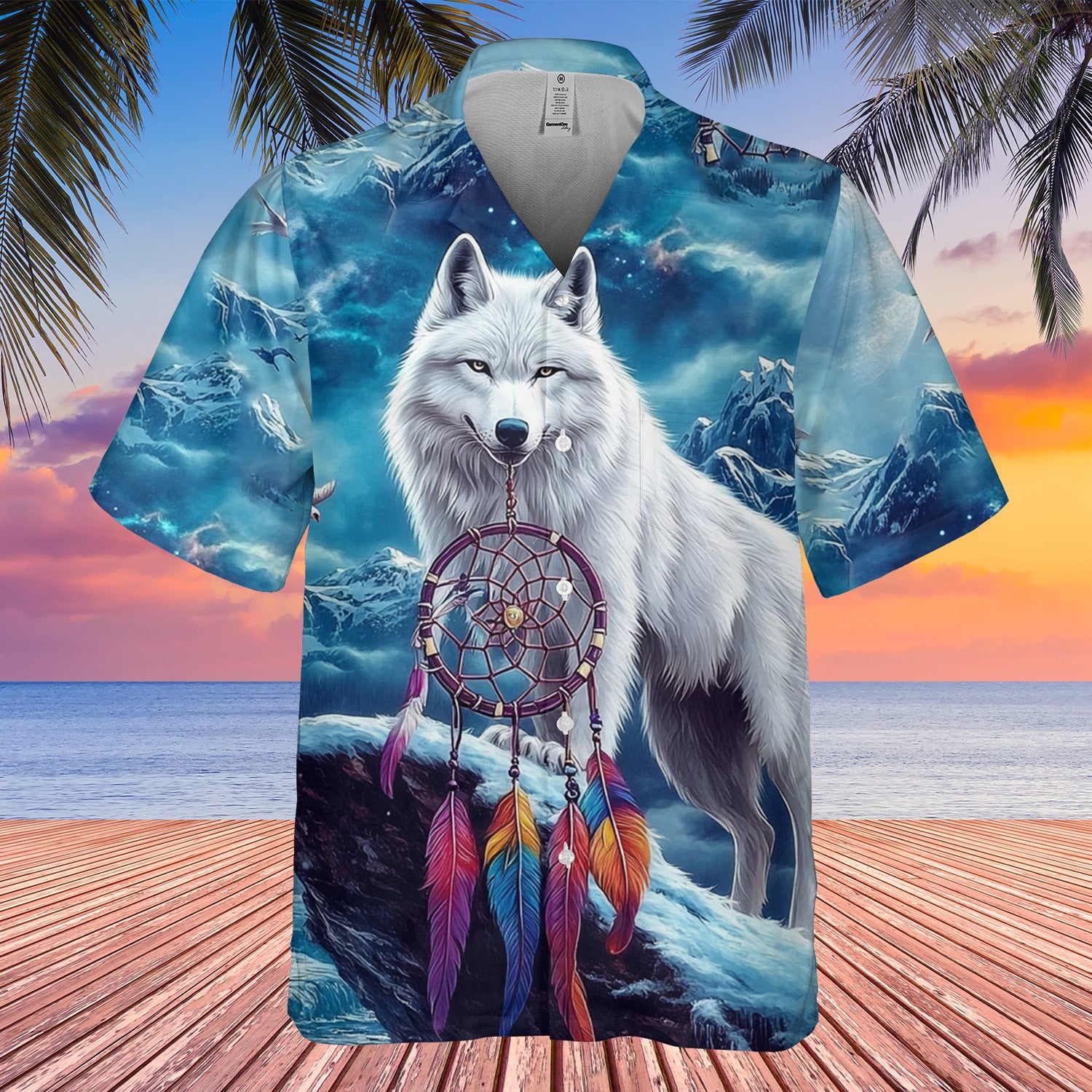HW250409 Wolf Dreamcatcher Native American Hawaiian Shirt 3D