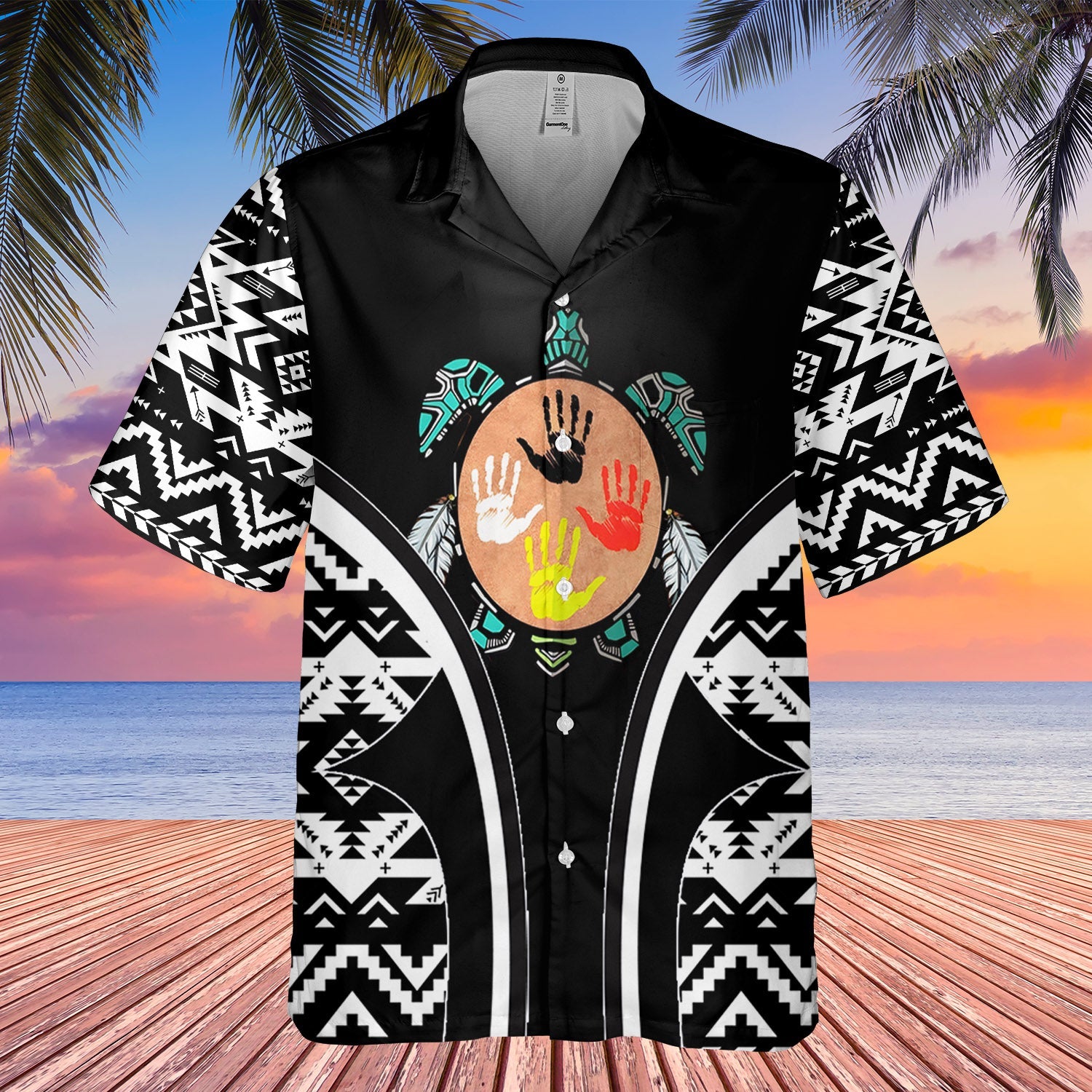 HW250429M07 Turtle Native American Hawaiian Shirt 3D