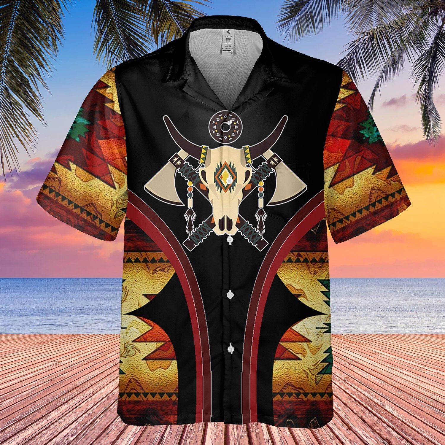 HW250429M08 Bison Native American Hawaiian Shirt 3D