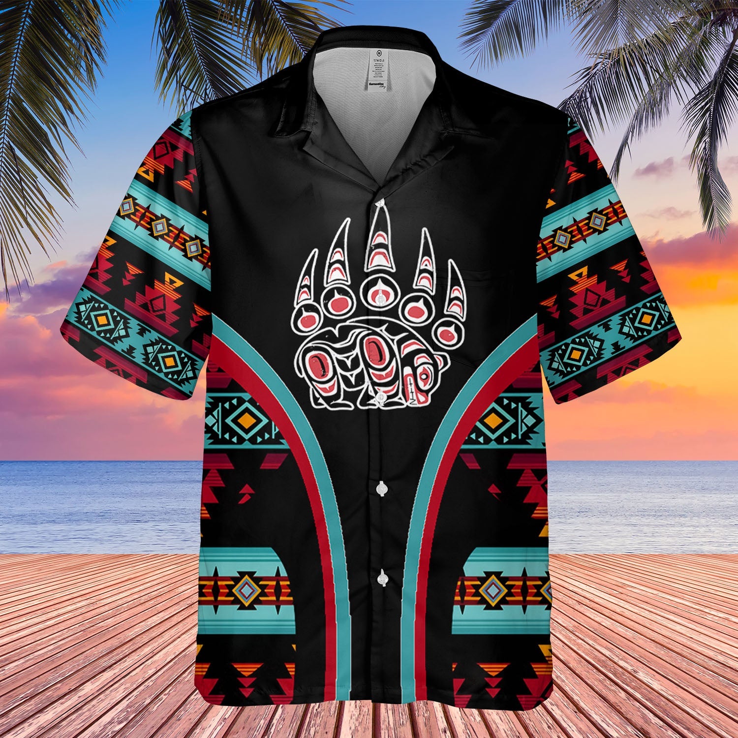 HW250429M12 Bear Paw Native American Hawaiian Shirt 3D