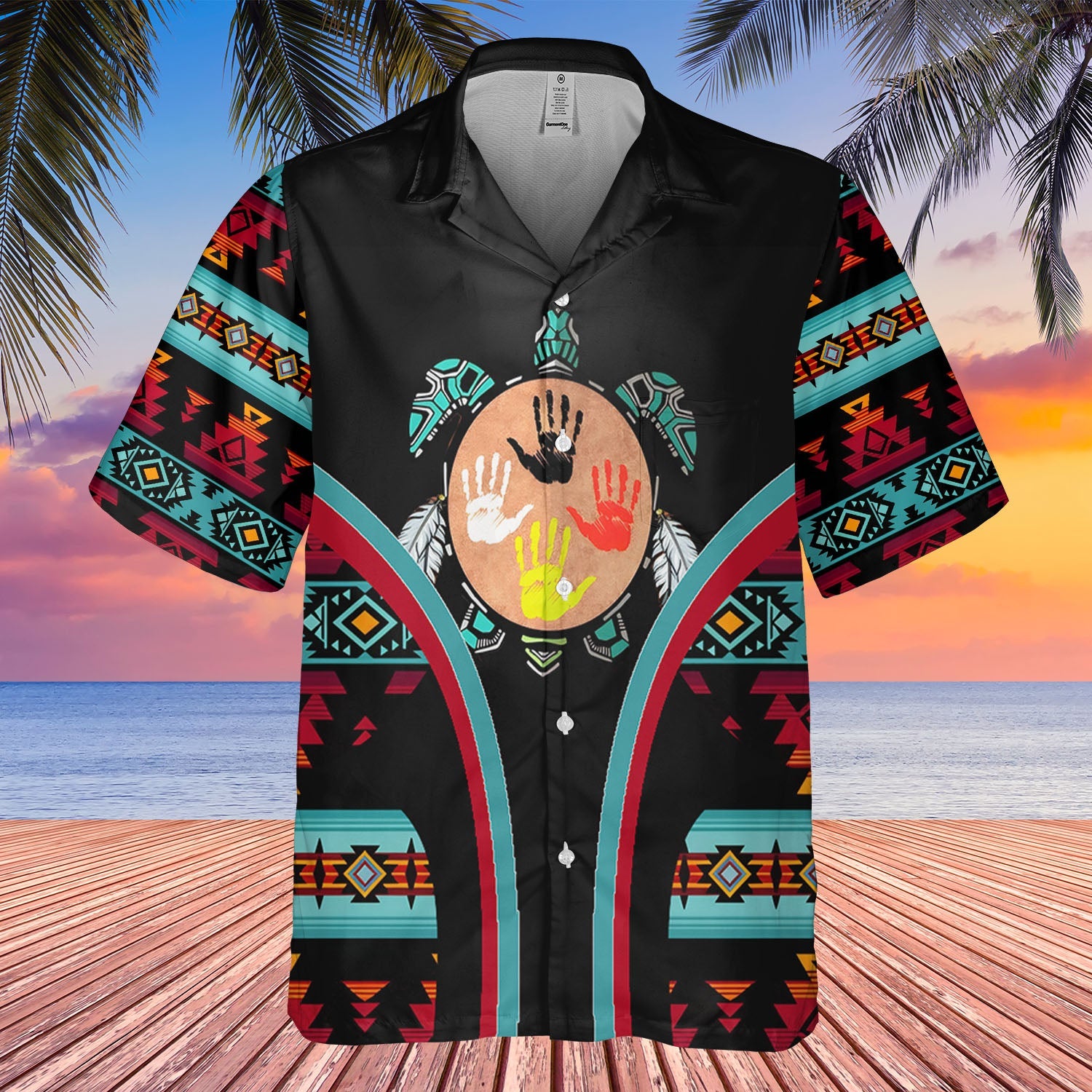 HW250429M13 Turtle Native American Hawaiian Shirt 3D