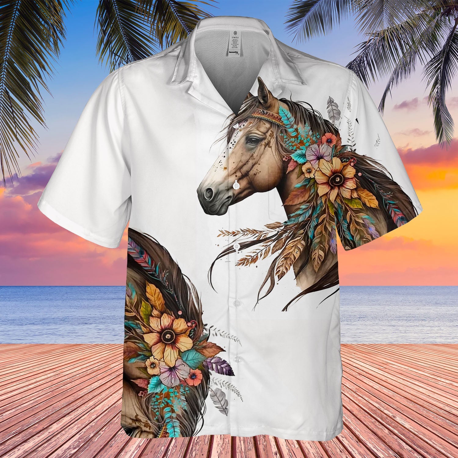 HW250429M18 Horse Feather Native American Hawaiian Shirt 3D