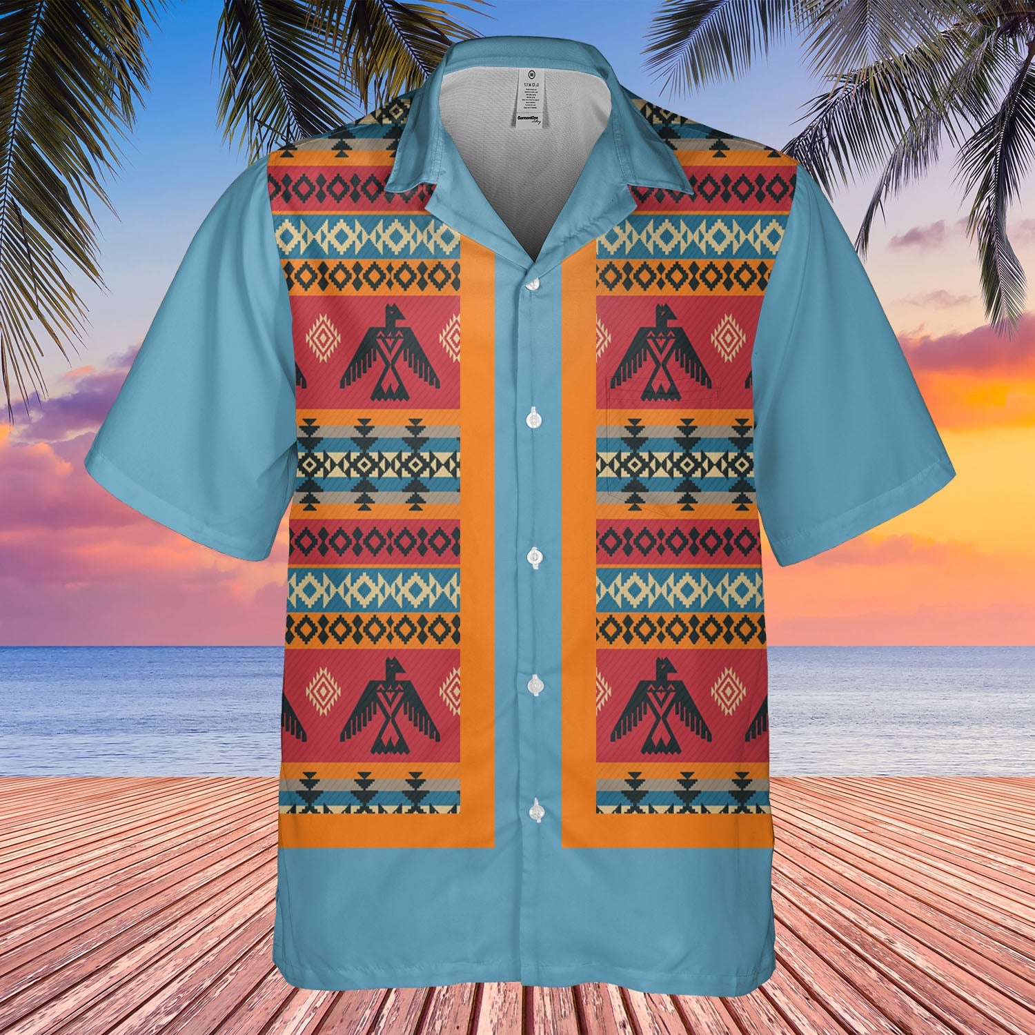 HW250714M15 Native American Hawaiian Shirt 3D