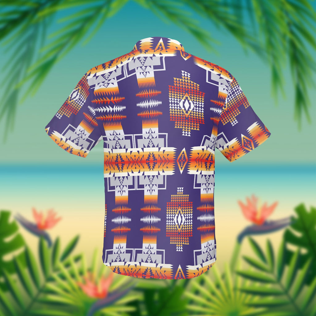 GB-NAT0004 Purple Pattern Native American Hawaiian Shirt 3D