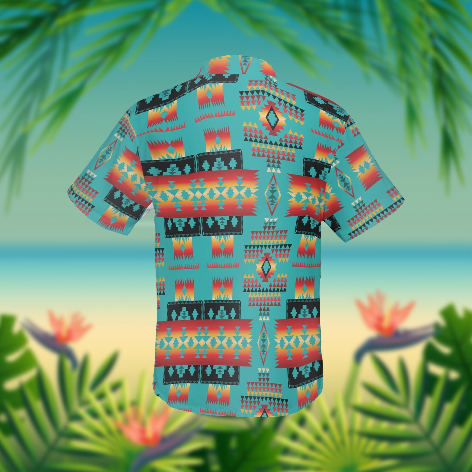GB-NAT00046-01 Blue Native Tribes Pattern Native American Hawaiian Shirt 3D