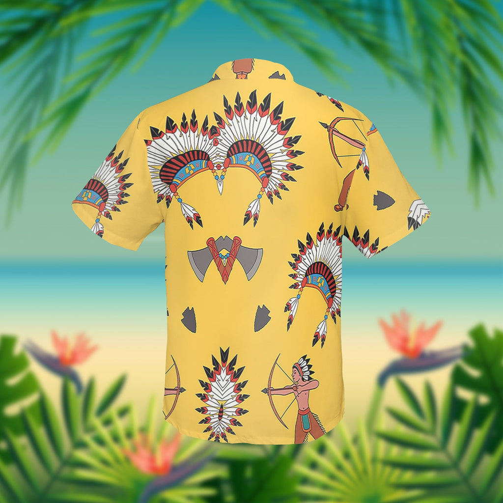 GB-NAT00308 Chief Hat Native American Hawaiian Shirt 3D