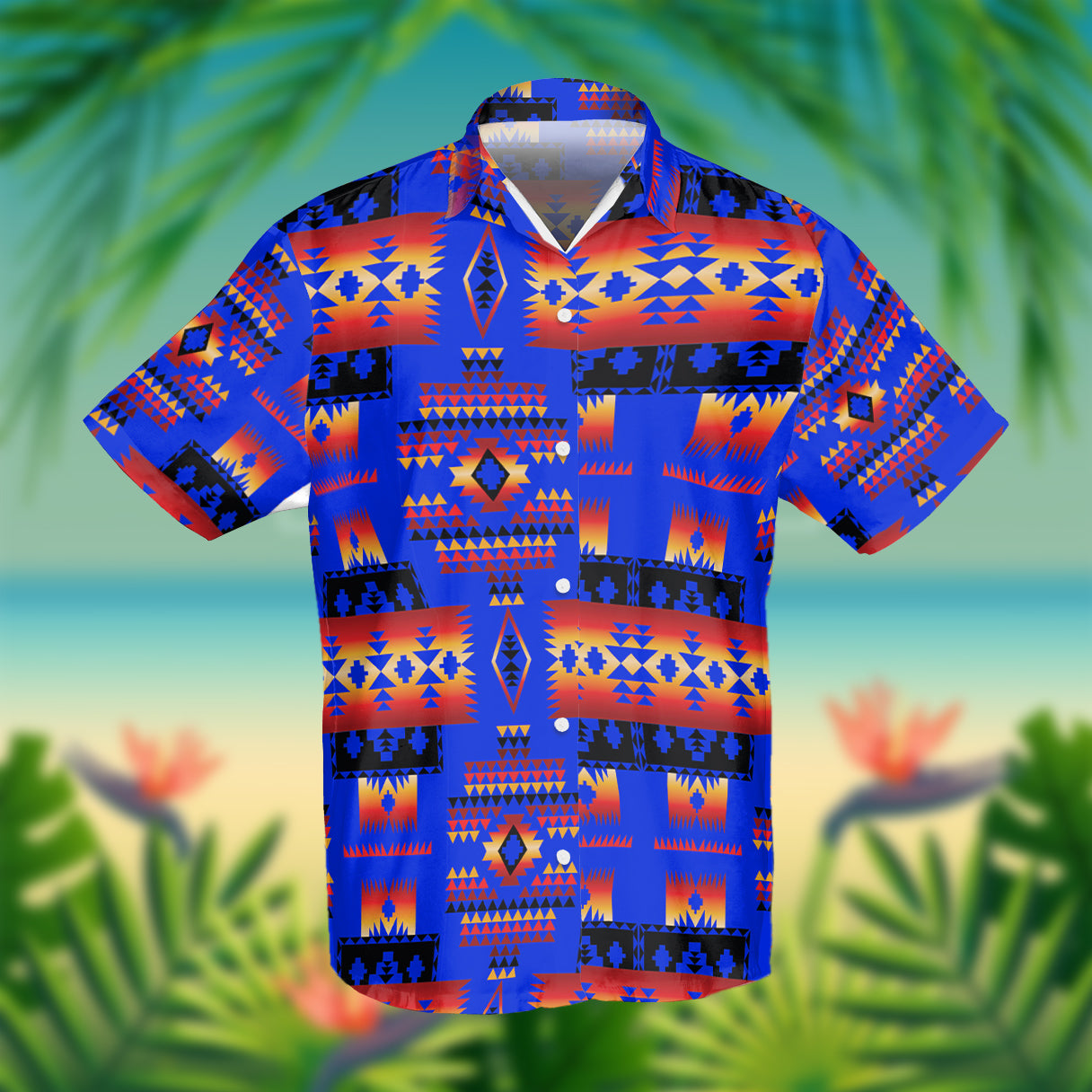 GB-NAT00046-06 Black Native Tribes Pattern Native American Hawaiian Shirt 3D