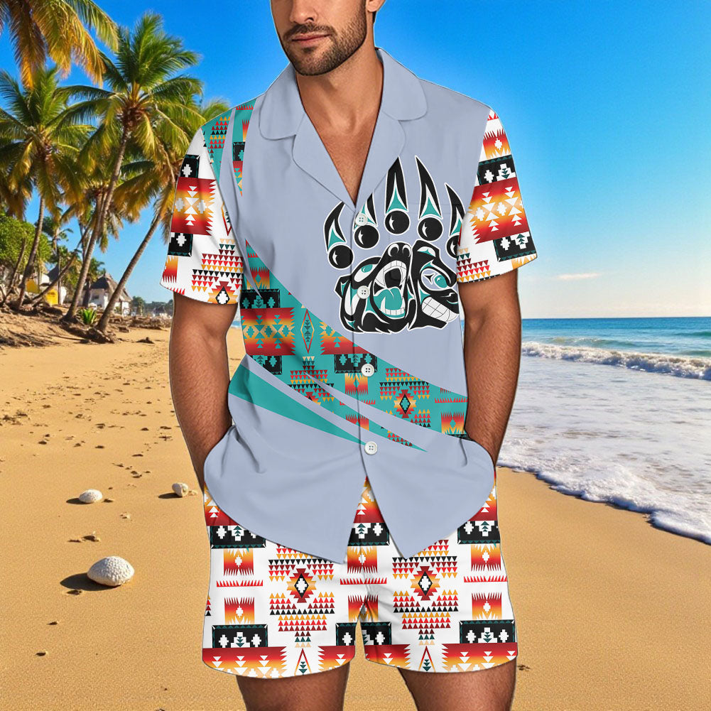 POLO0045 Native American Men Short Sleeve Button Pajamas