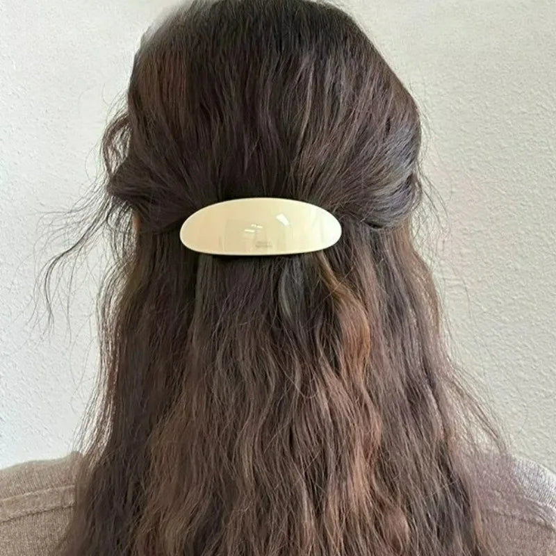 1/5Pcs Acetic Oval Hair Clips Vintage Ponytail Holder Spoon Clip Spring Hairpins Women Korean Large Spoon Top Clips Headwear