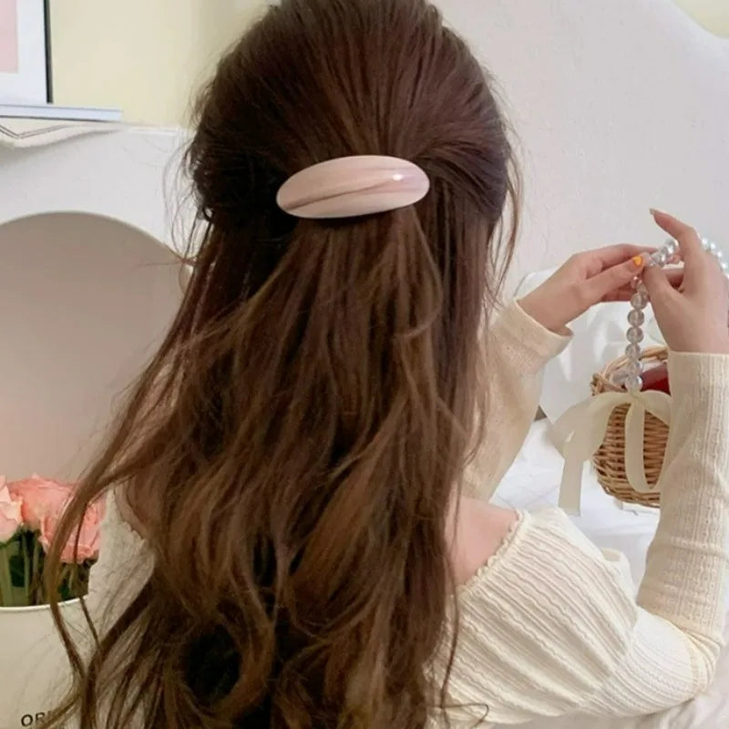 1/5Pcs Acetic Oval Hair Clips Vintage Ponytail Holder Spoon Clip Spring Hairpins Women Korean Large Spoon Top Clips Headwear