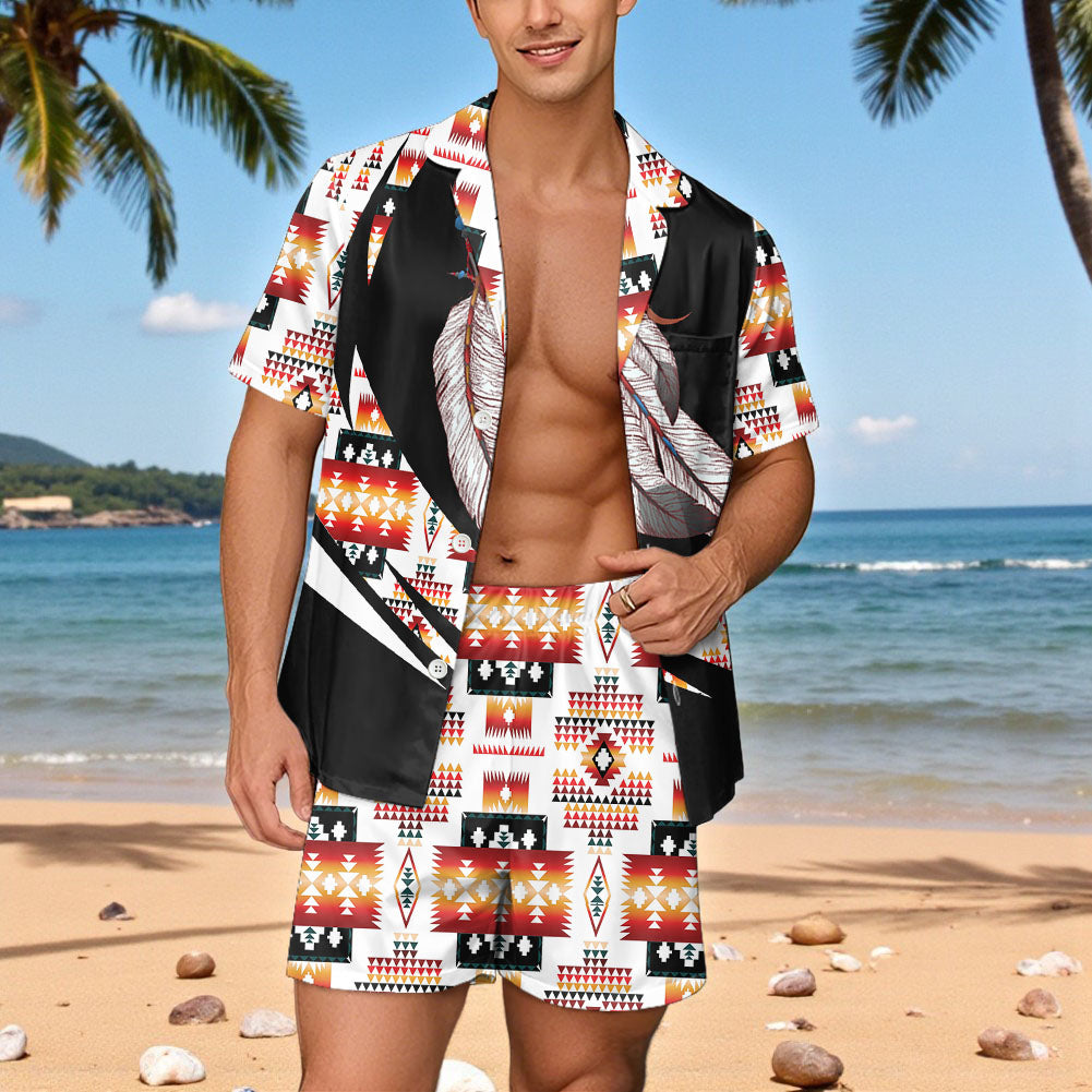 TS00107 Native American Men Short Sleeve Button Pajamas