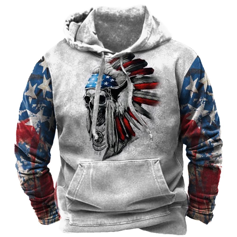 Vintage Indian Print Hoodie Unisex Hooded Sweatshirt Male Brand Casual Pullover Tops