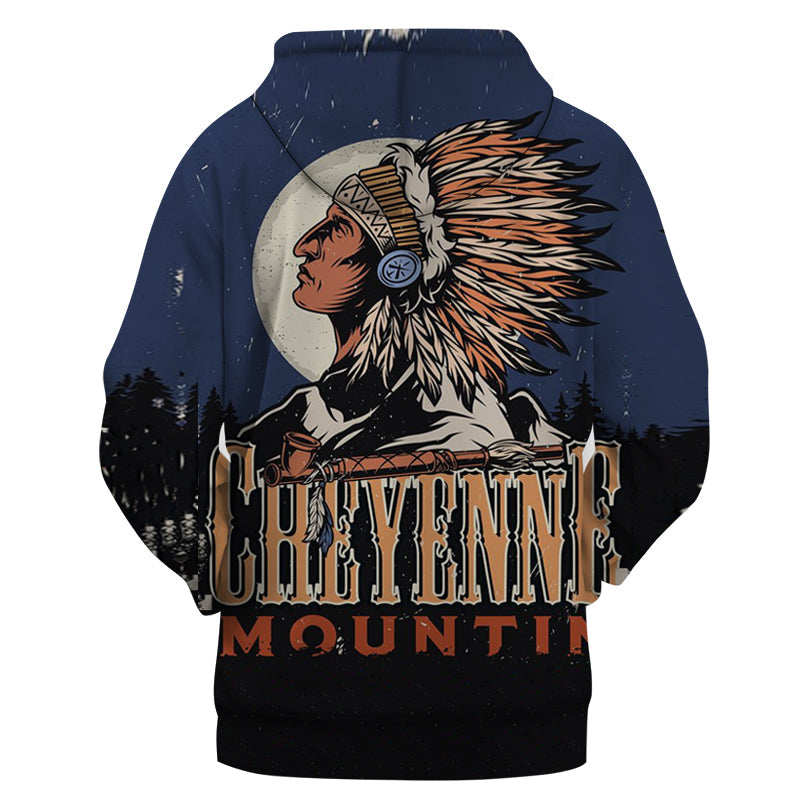 GB-NAT00424 Chief Moon Native Amrican 3D Hoodie