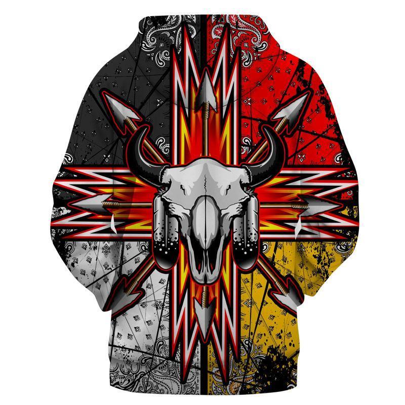 Bison Arrow 3D Hoodie Pullover - Native American Clothing