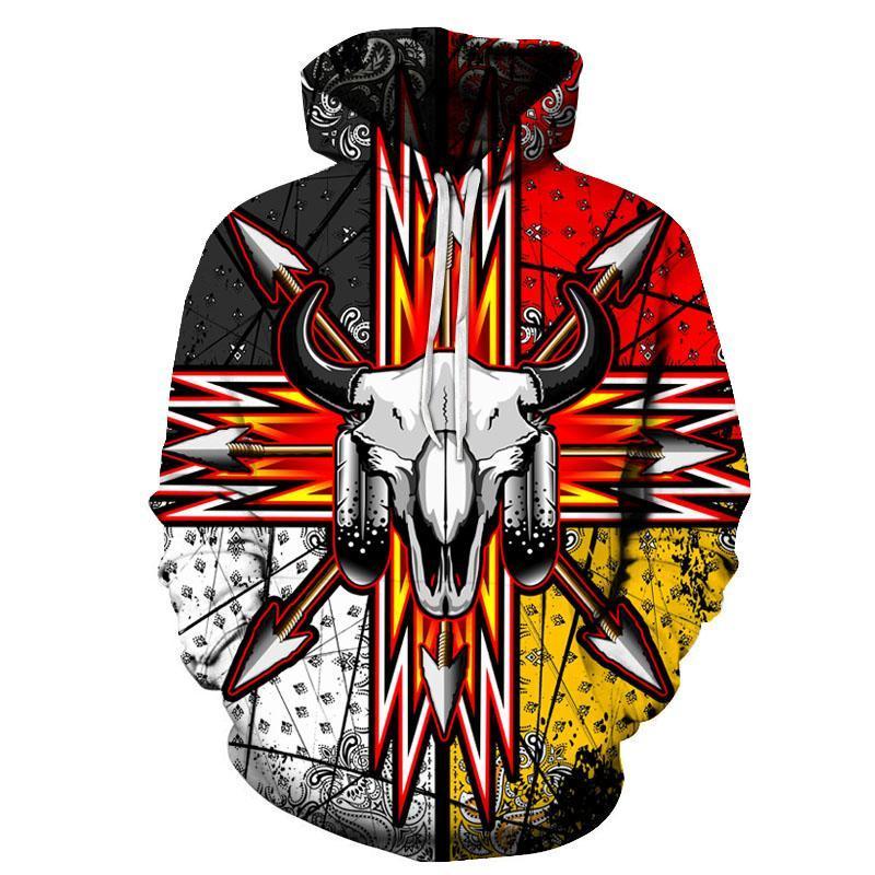 Bison Arrow 3D Hoodie Pullover - Native American Clothing