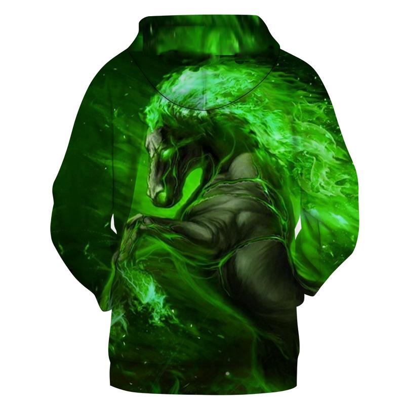 Green 3D Horse Art All Over Hoodie