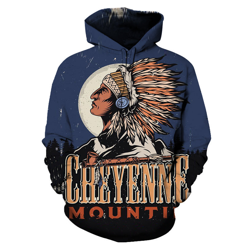 GB-NAT00424 Chief Moon Native Amrican 3D Hoodie