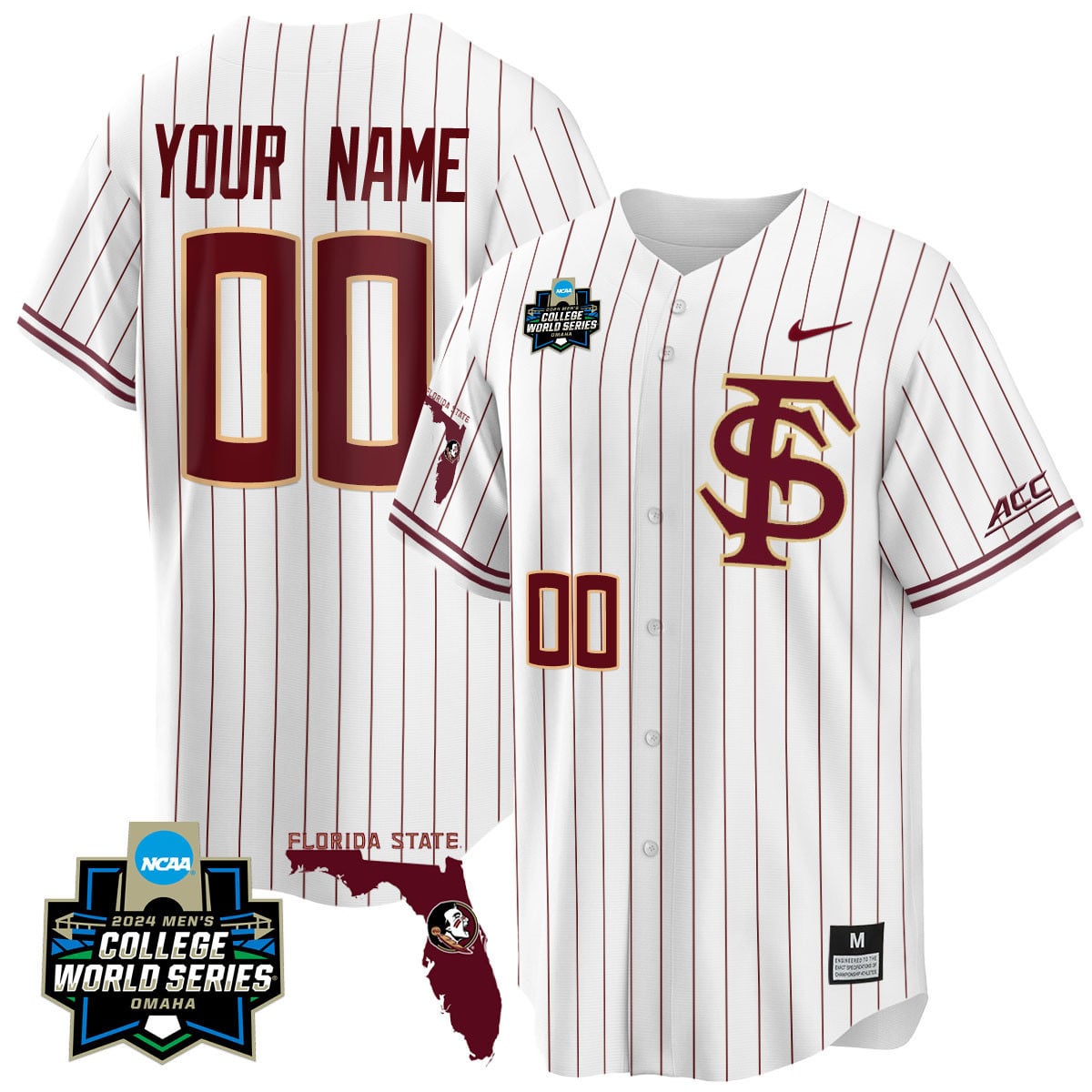 Custom Florida State Seminoles 2024 College World Series Vapor Premier Limited Jersey V2 - All Stitched