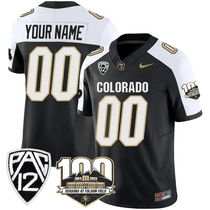 Colorado Buffaloes 100th Seasons At Folsom Field Patch Vapor Limited Custom Jersey V2- All Stitched