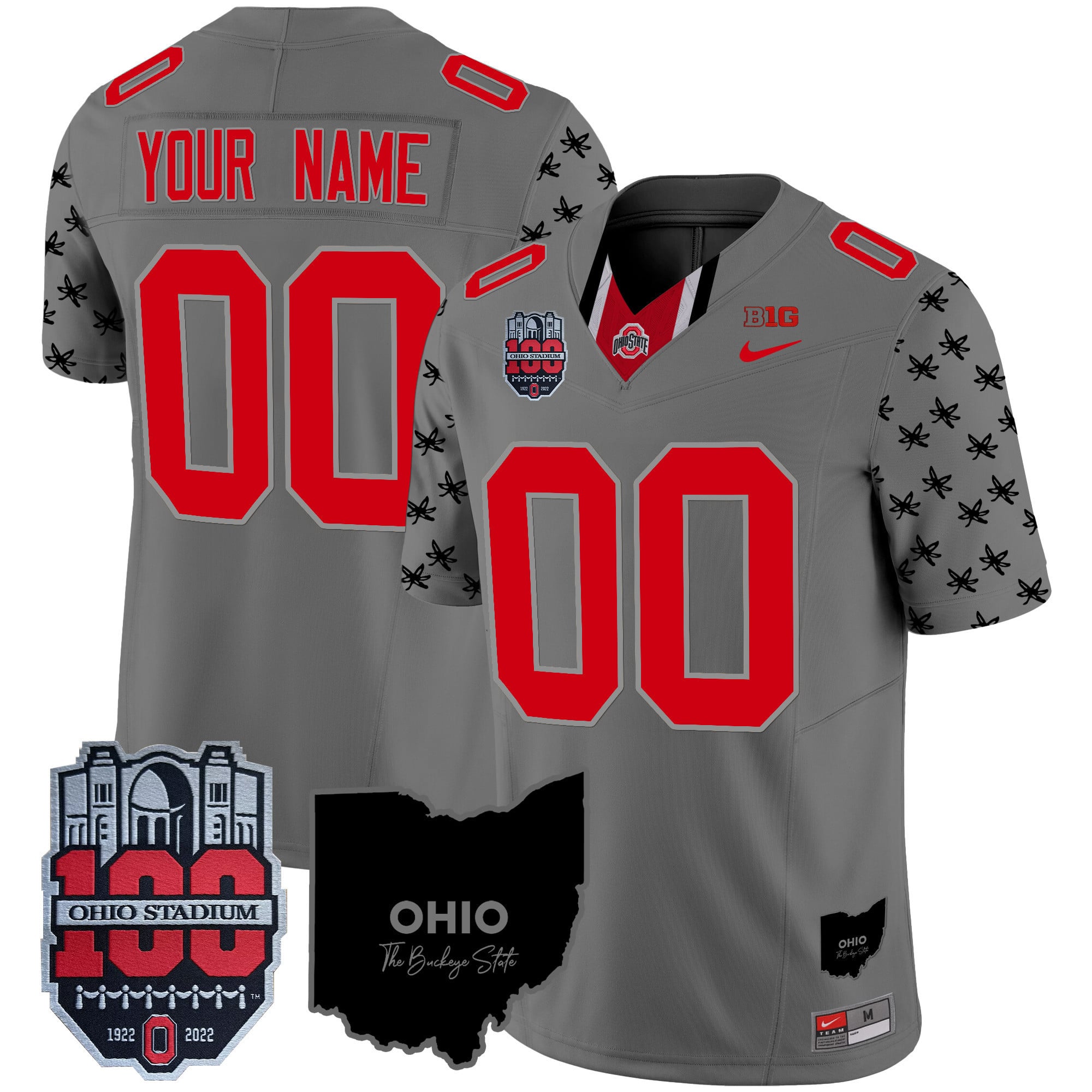 Custom Name/Gender Ohio State Buckeyes 100th Anniversary Patch Vapor Limited Jersey - All Stitched