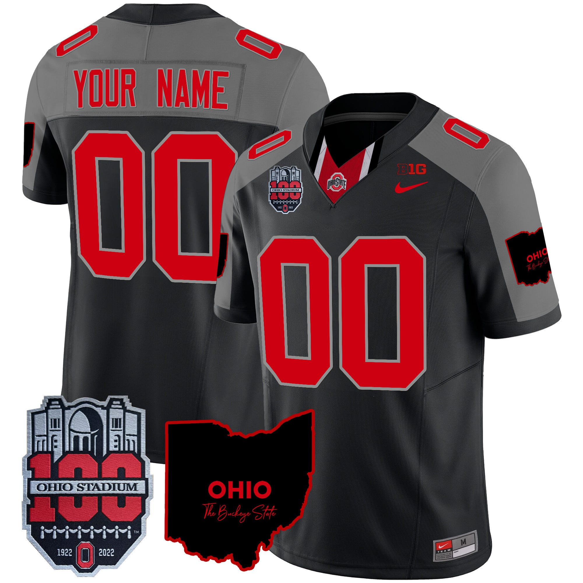 Custom Name/Gender Ohio State Buckeyes 100th Anniversary Patch Vapor Limited Jersey - All Stitched