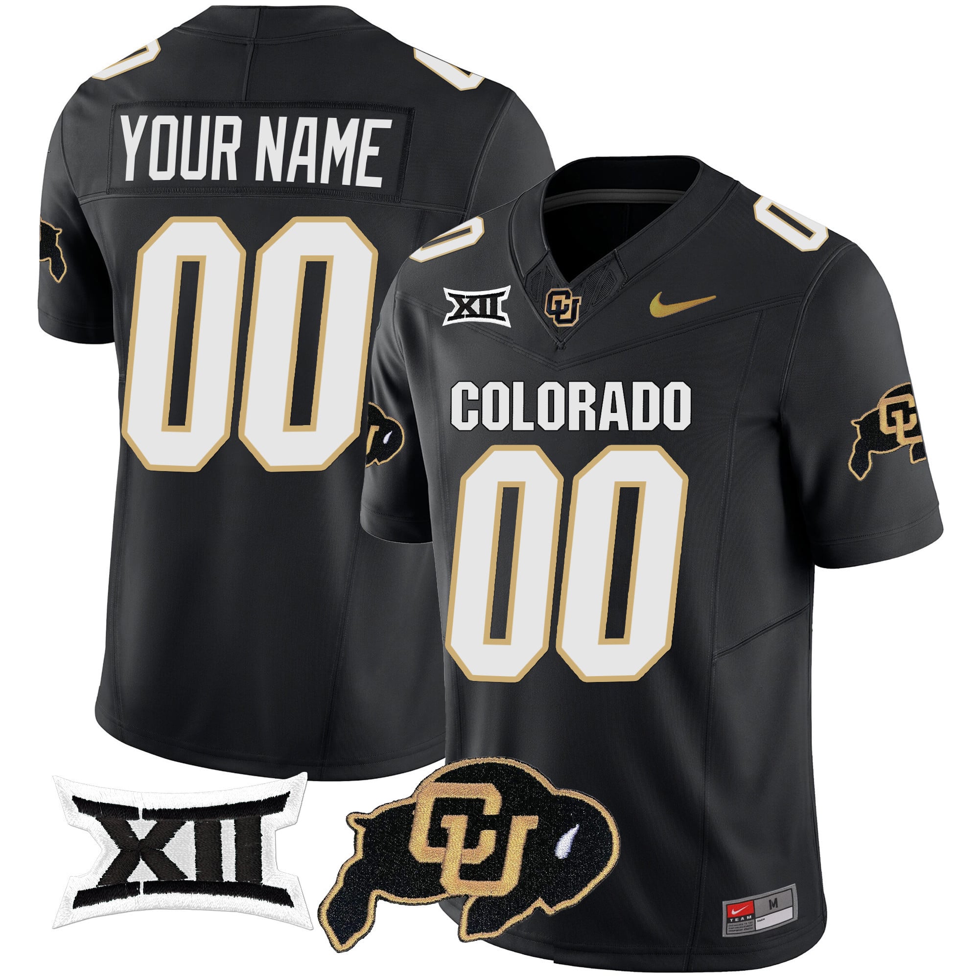 Custom Name/Gender Colorado Buffaloes Vapor Limited Jersey V2 - Big 12 XII Patch - All Stitched