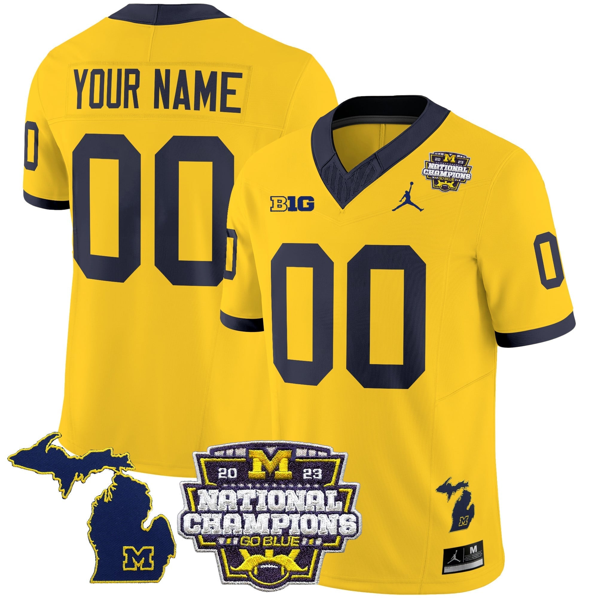 Custom Name/Gender Michigan Wolverines 2023 National Champions Patch Vapor Jersey V6 - All Stitched