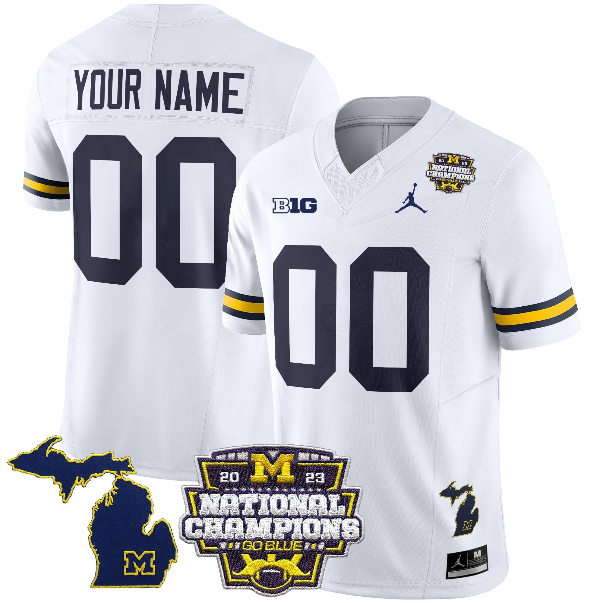 Custom Name/Gender Michigan Wolverines 2023 National Champions Patch Vapor Jersey V6 - All Stitched