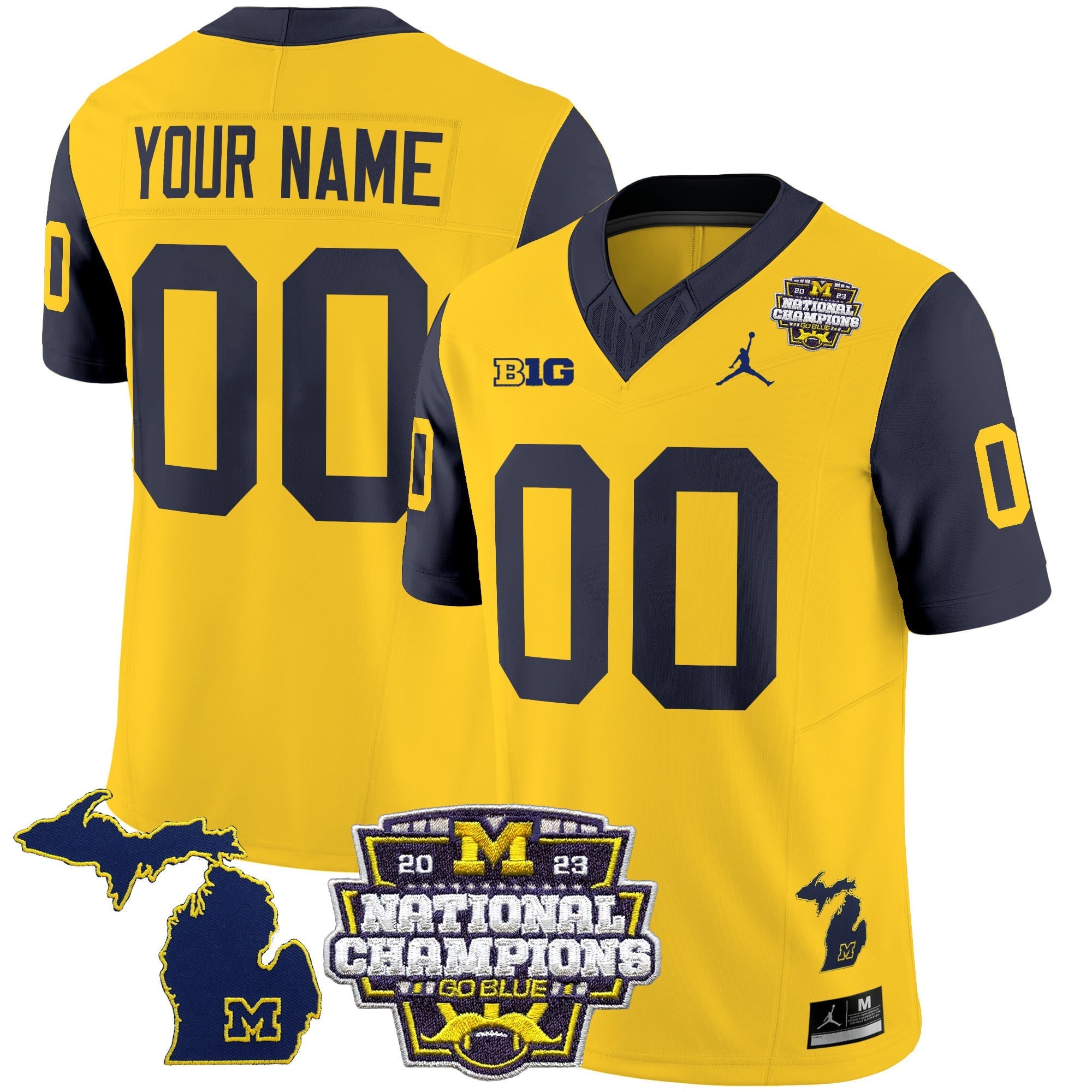 Custom Name/Gender Michigan Wolverines 2023 National Champions Patch Vapor Jersey V6 - All Stitched