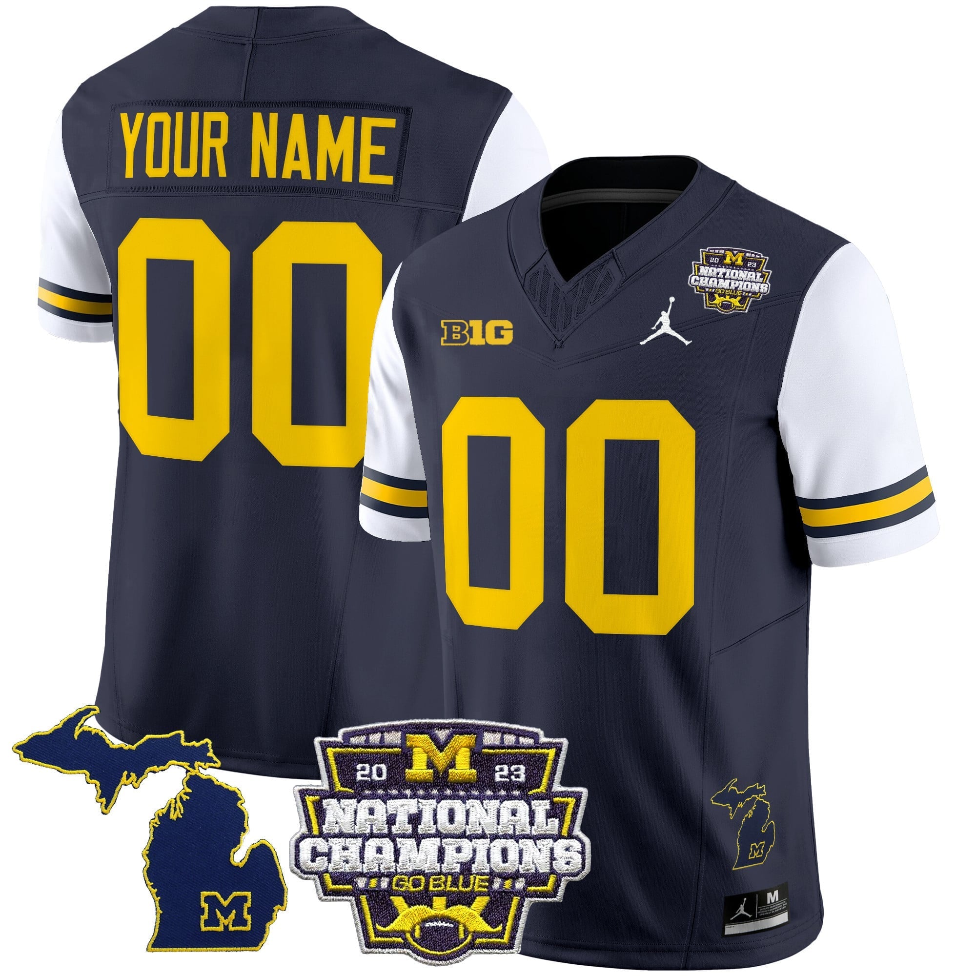 Custom Name/Gender Michigan Wolverines 2023 National Champions Patch Vapor Jersey V6 - All Stitched
