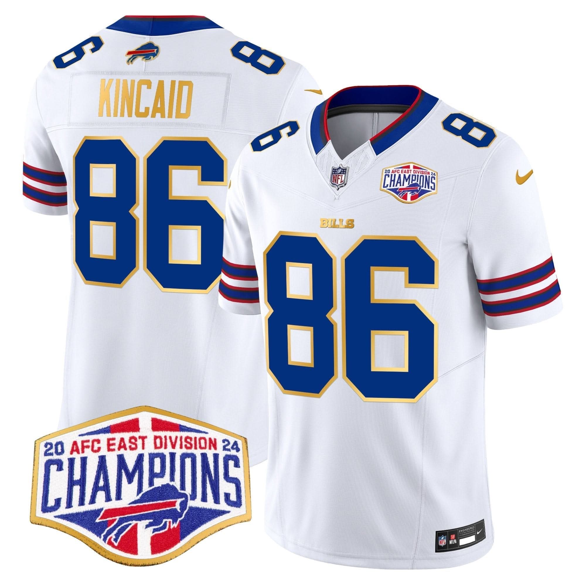 Bills 2024 AFC East Division Champions Gold Trim Vapor Limited Jersey - All Stitched