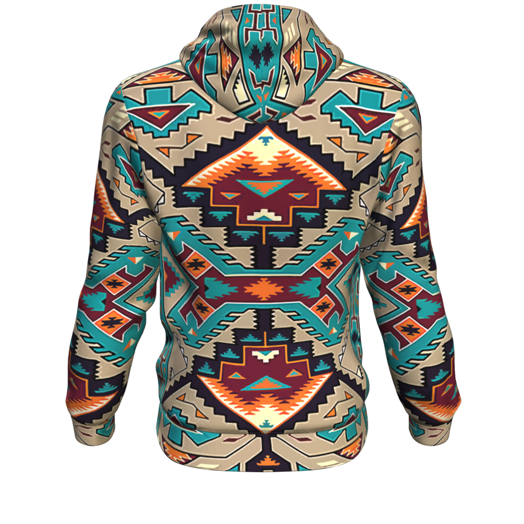 Native American Tribal Ethnic Pattern Blue 3D Pullover Hoodies