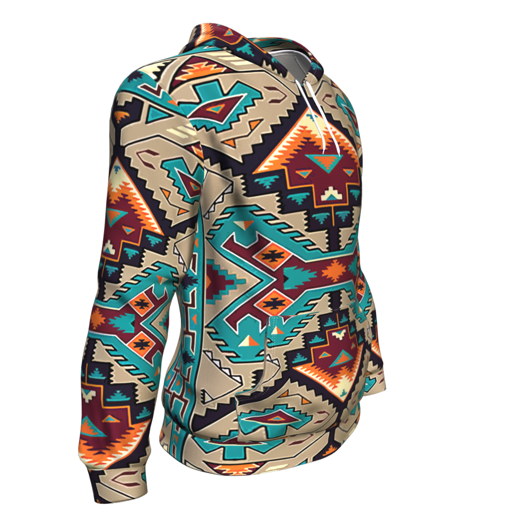Native American Tribal Ethnic Pattern Blue 3D Pullover Hoodies