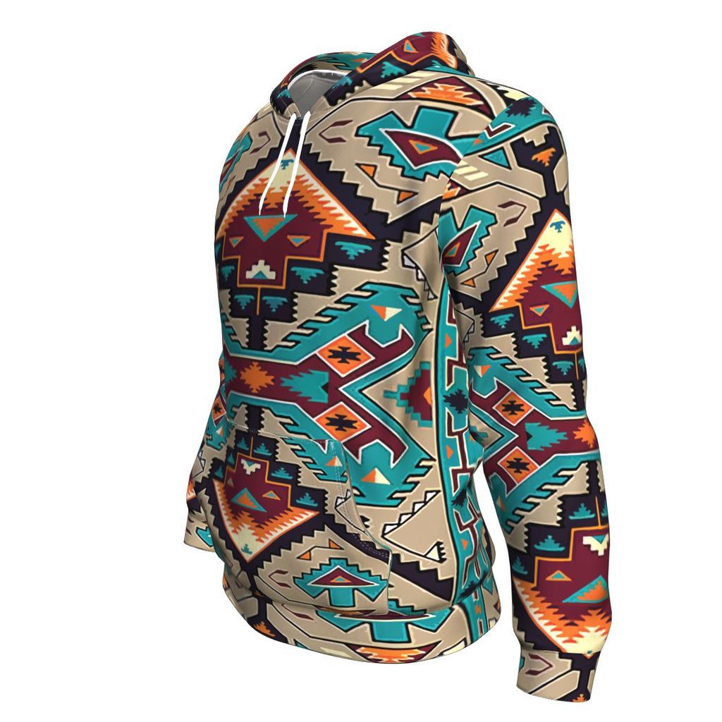 Native American Tribal Ethnic Pattern Blue 3D Pullover Hoodies