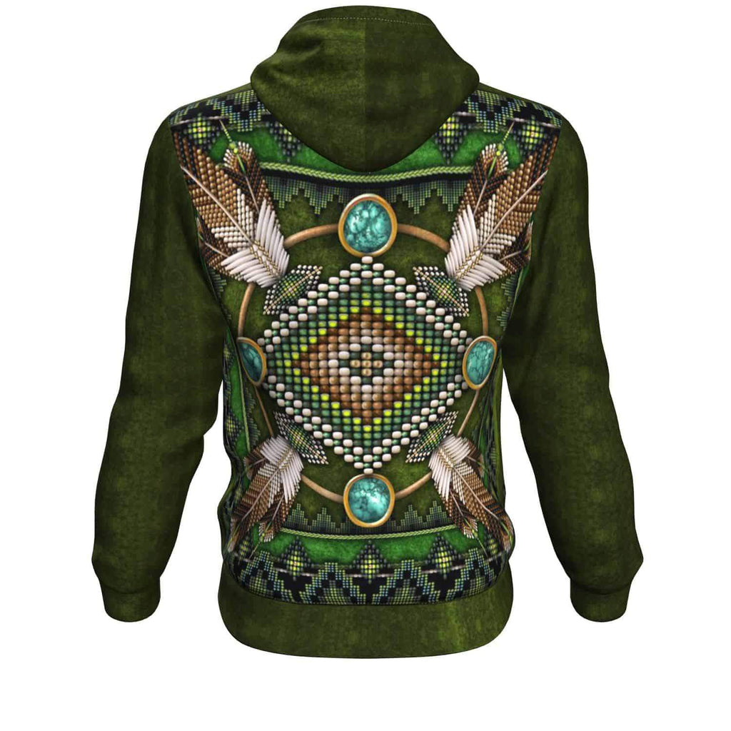 Native American Green Mandala Pattern 3D Pullover Hoodie
