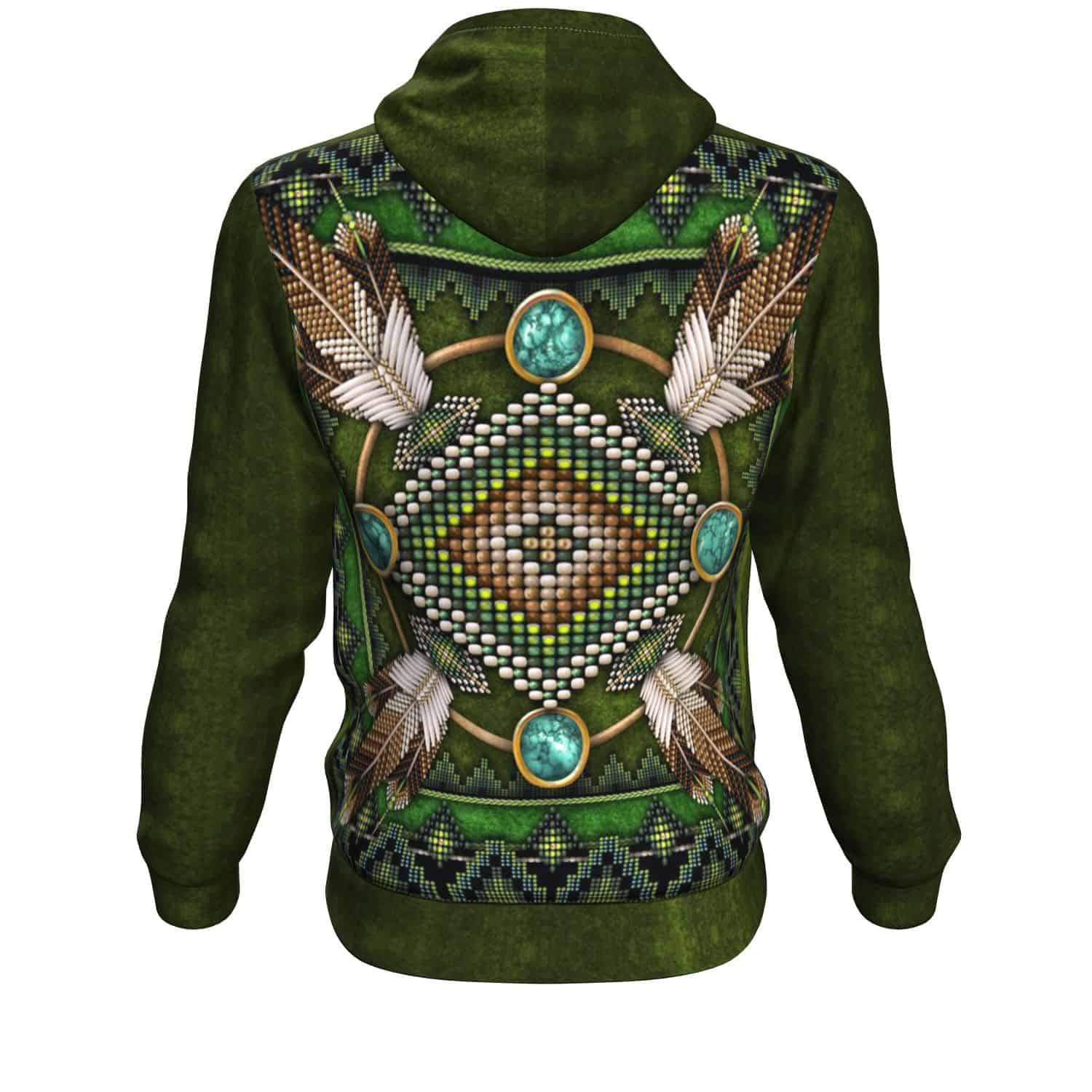 Native American Green Mandala Pattern 3D Pullover Hoodie