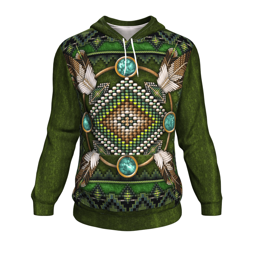 Native American Green Mandala Pattern 3D Pullover Hoodie